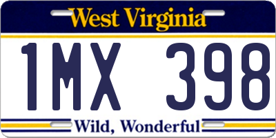 WV license plate 1MX398