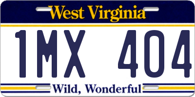 WV license plate 1MX404