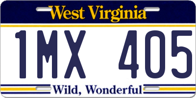 WV license plate 1MX405
