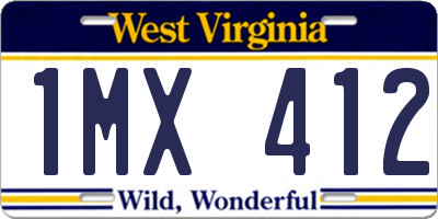 WV license plate 1MX412
