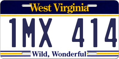 WV license plate 1MX414