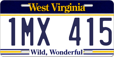 WV license plate 1MX415