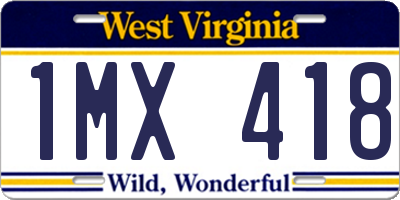 WV license plate 1MX418