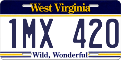 WV license plate 1MX420
