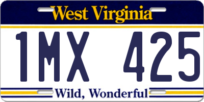 WV license plate 1MX425