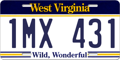 WV license plate 1MX431