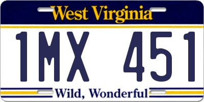 WV license plate 1MX451