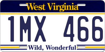 WV license plate 1MX466