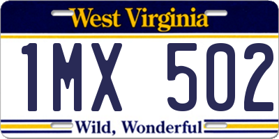 WV license plate 1MX502