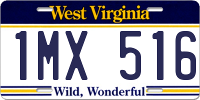WV license plate 1MX516