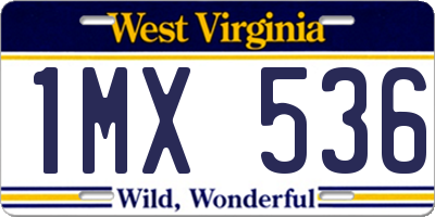 WV license plate 1MX536