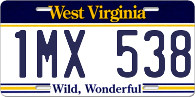 WV license plate 1MX538