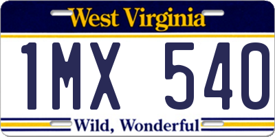 WV license plate 1MX540