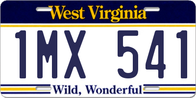 WV license plate 1MX541