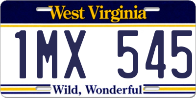 WV license plate 1MX545