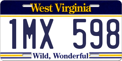 WV license plate 1MX598