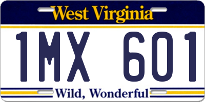 WV license plate 1MX601