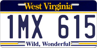 WV license plate 1MX615