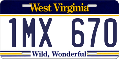 WV license plate 1MX670