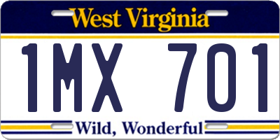 WV license plate 1MX701