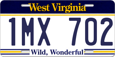 WV license plate 1MX702