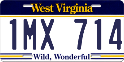 WV license plate 1MX714