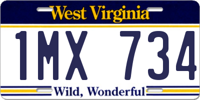 WV license plate 1MX734