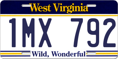 WV license plate 1MX792