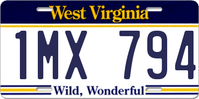 WV license plate 1MX794