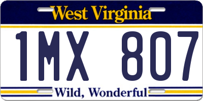 WV license plate 1MX807