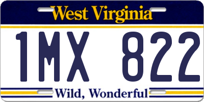 WV license plate 1MX822