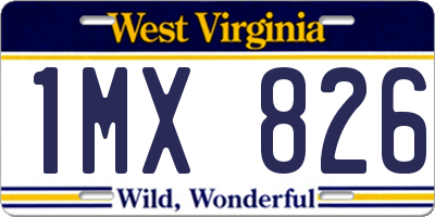 WV license plate 1MX826