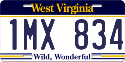WV license plate 1MX834