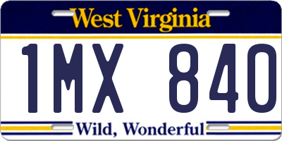 WV license plate 1MX840