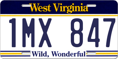 WV license plate 1MX847
