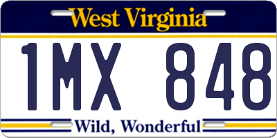 WV license plate 1MX848