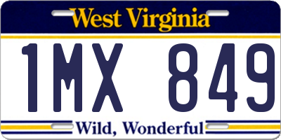 WV license plate 1MX849