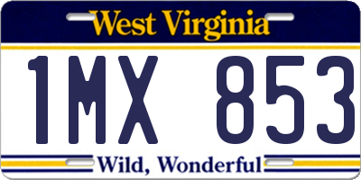 WV license plate 1MX853