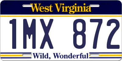 WV license plate 1MX872