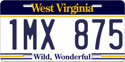 WV license plate 1MX875