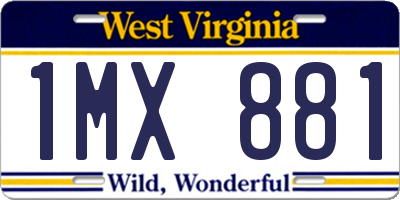 WV license plate 1MX881