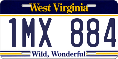 WV license plate 1MX884