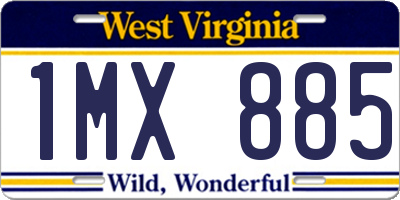 WV license plate 1MX885