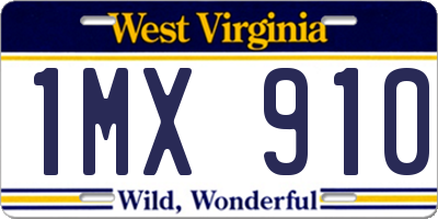 WV license plate 1MX910