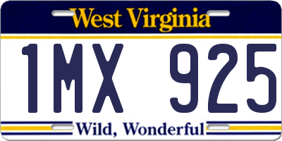 WV license plate 1MX925