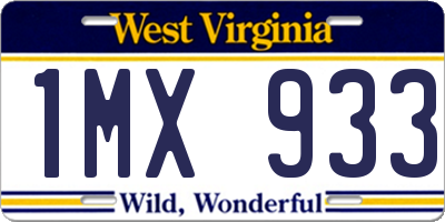 WV license plate 1MX933