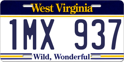 WV license plate 1MX937