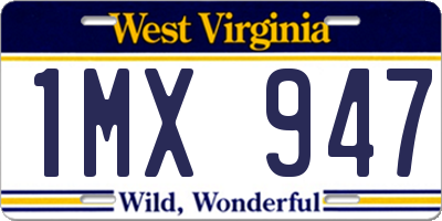 WV license plate 1MX947