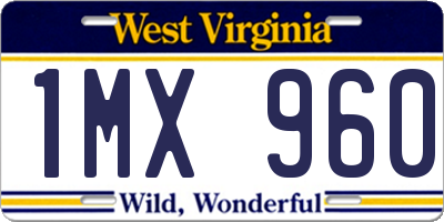 WV license plate 1MX960