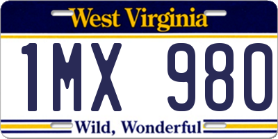 WV license plate 1MX980